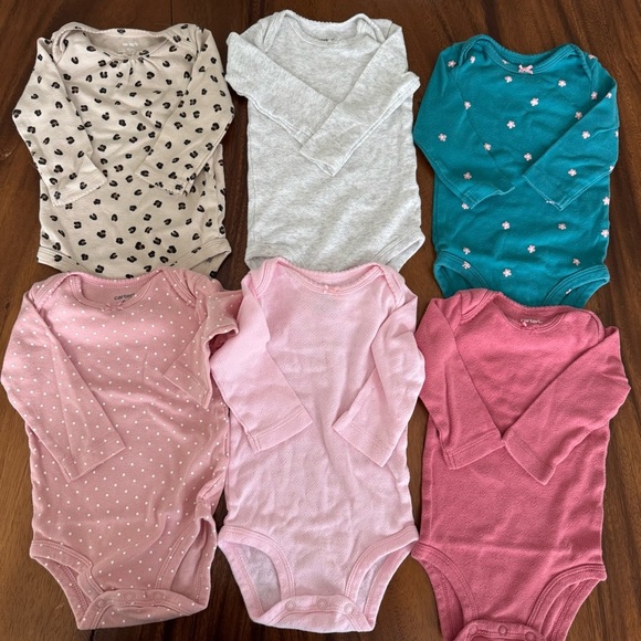 Carter’s Assorted Baby Long Sleeve One Pieces Bundle of 6 size 6M - Picture 1 of 3